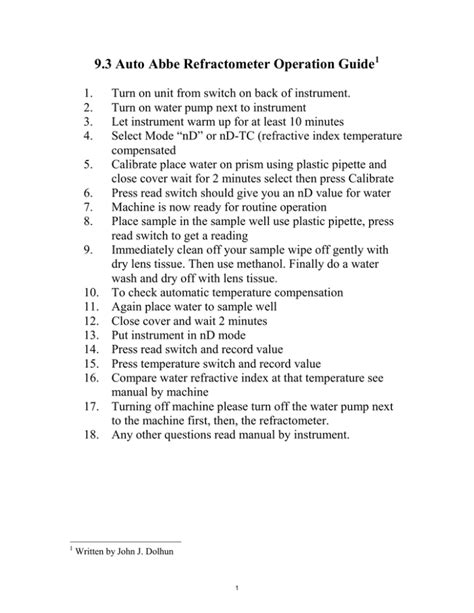 9.3 Auto Abbe Refractometer Operation Guide 